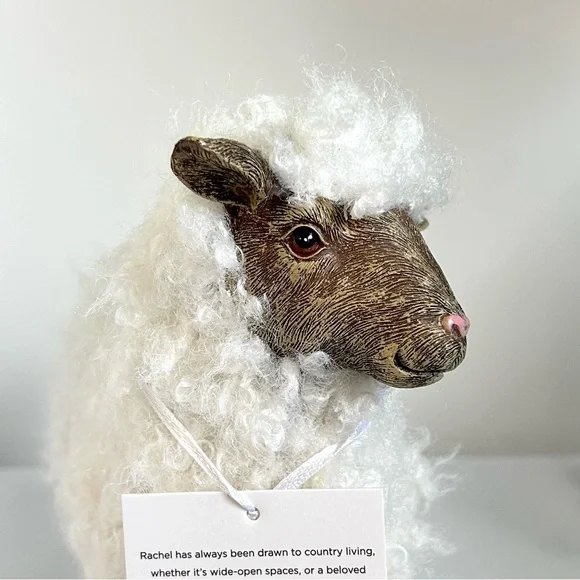 Charming White Sheep Figurine Farmhouse By Rachel Ashwell - Picture 7 of 10
